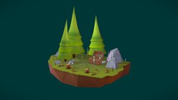 Forest Chest Island 🌲 kit, forest, set, chest, pack, nature, uvw, illustration, firtree, renderbunny, texturing, low-poly, cartoon, asset, game, art, texture, lowpoly, gameart, stone, cinema4d, c4d, simple