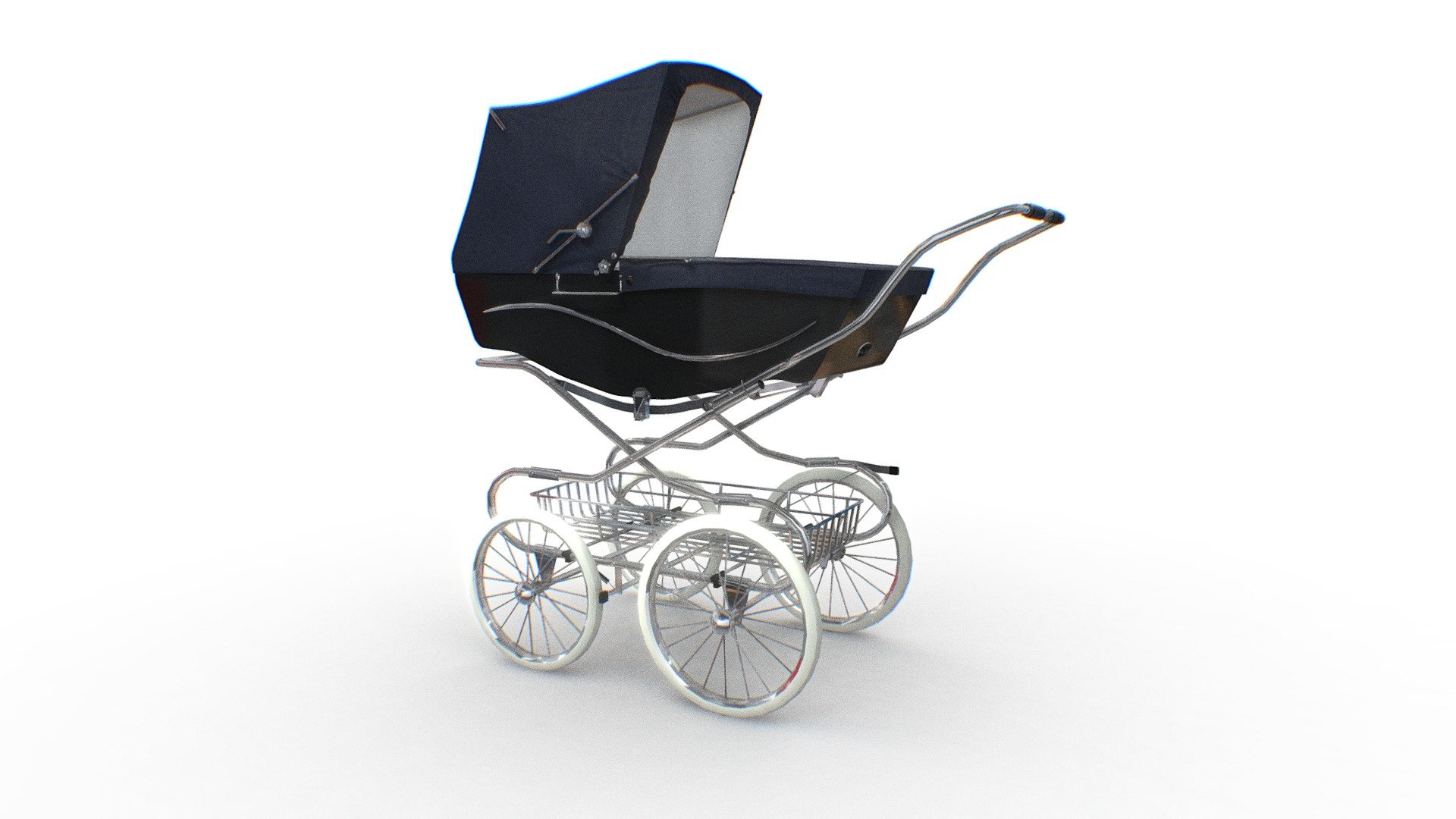 Detailed Kensington Silver Cross Classic Baby Pram.




Navy top and black polished bottom with chrome moldings on the body

Detachable storage basket

Detachable interior white with light grey stripes

Front and back steel chassis with white rubber wheels

Detailed construction with high number of parts as locks, moldings, screw-nuts, springs and e.t.c

Normal Maps used

Timless style baby carriage
 - Silver Cross Retro Baby Pram - Buy Royalty Free 3D model by Omni Studio 3D (@omny3d) 3d model