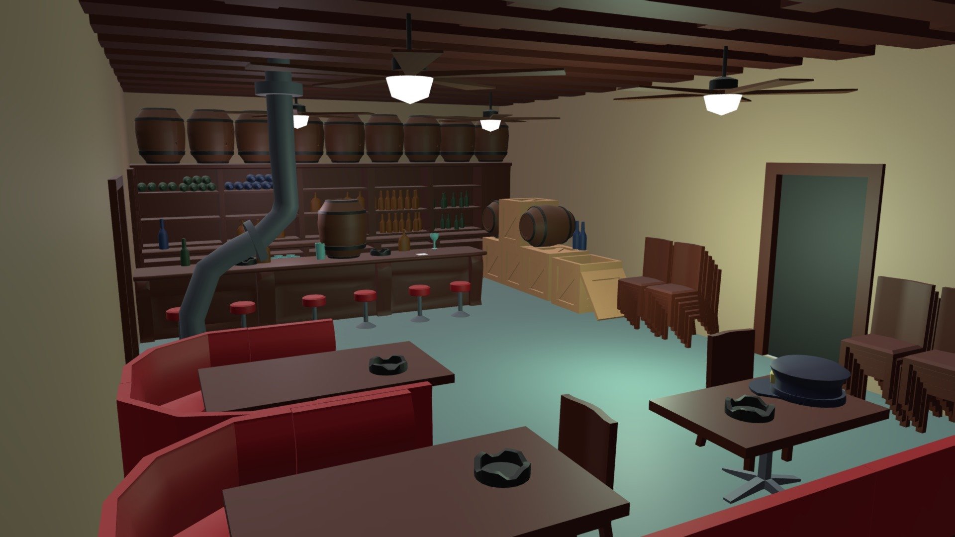 A prohibition bar where anything can take place 3d model