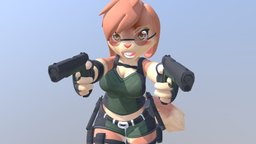 Ashley Tomb Raider Outfit bunny, cute, handgun, anthro, tombraider, furry, laracroft, girl, gun