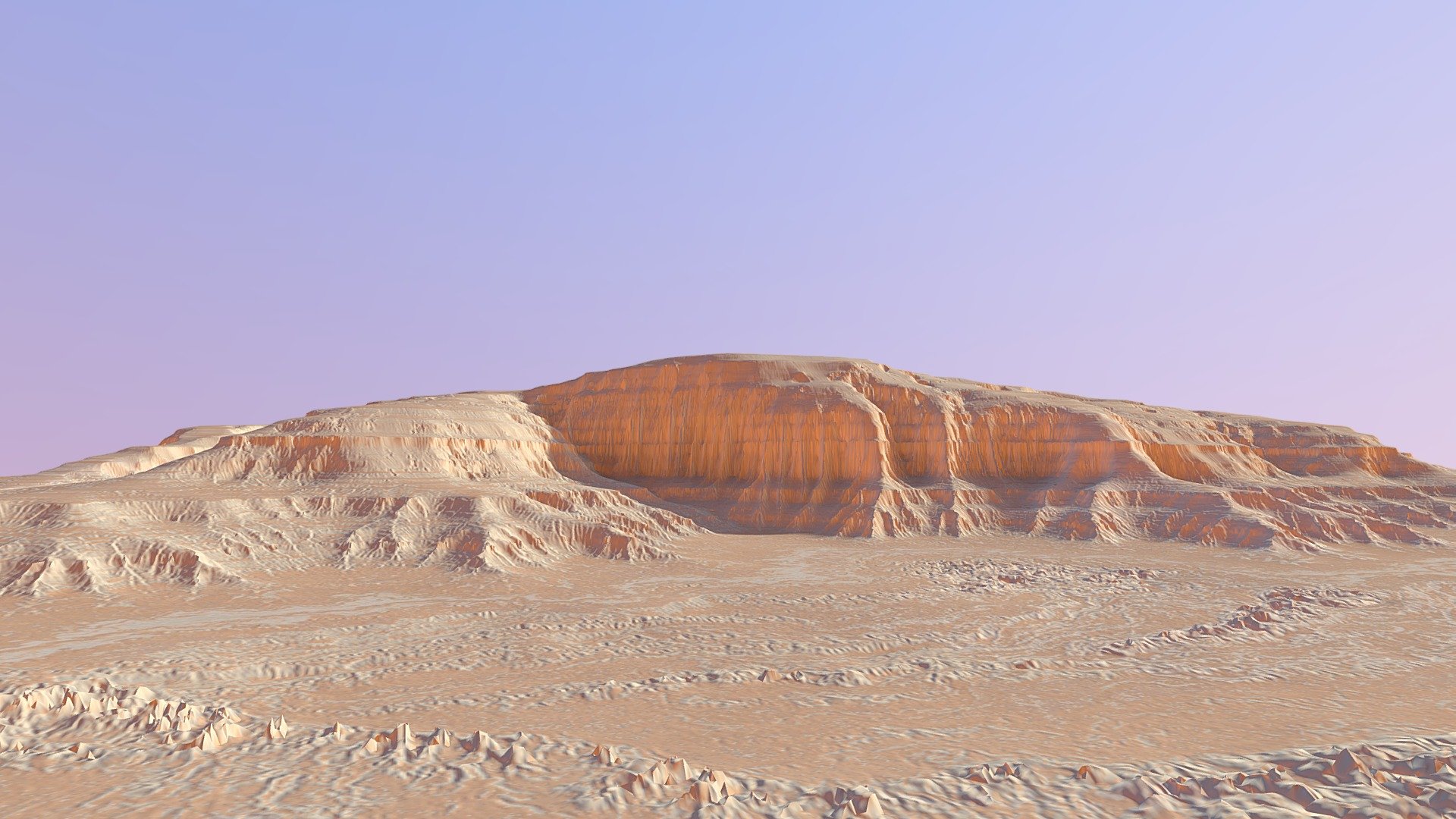 A landscape that consists of sand and stones, as well as mountains. Mountains can be seen on the horizon or close to the ground. They can have various sizes and shapes. Mountains are often used as a backdrop for landscapes 3d model