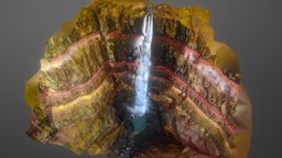 Hengifoss waterfall landscape, diablo, ancient, terrain, drone, devil, 3d-scan, scenery, river, beauty, mountain, hell, cliff, infernal, water, iceland, nature, fall, waterfall, downloadable, volcanic, dronemapping, freemodel, outoor, medievalfantasyassets, stone, gameasset, free, rock, download, hengifoss