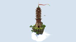 Air Temple wind, terrain, avatar, element, clouds, simulation, kite, airbender, stylized, rock, temple, budhist