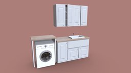 Bathroom Furniture-Washing Machine | Game Assets unreal, furniture, cabinet, game-ready, washing-machine, bathroom-sink, unity, pbr, lowpoly, bahtroom-cabinet, noai