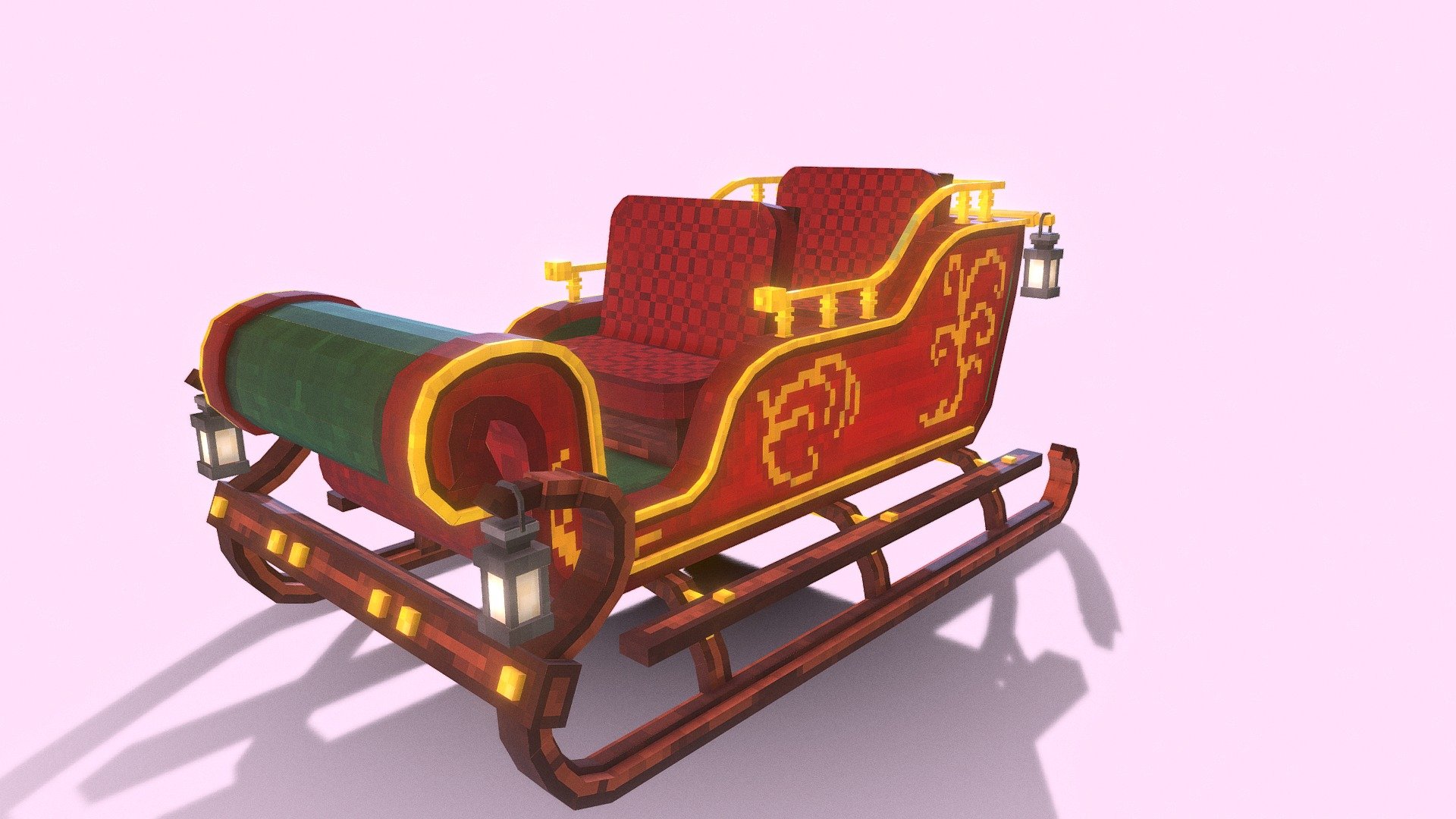 Santa's Sleigh made in Blockbench - Santa's Sleigh - 3D model by WOLLAND 3d model