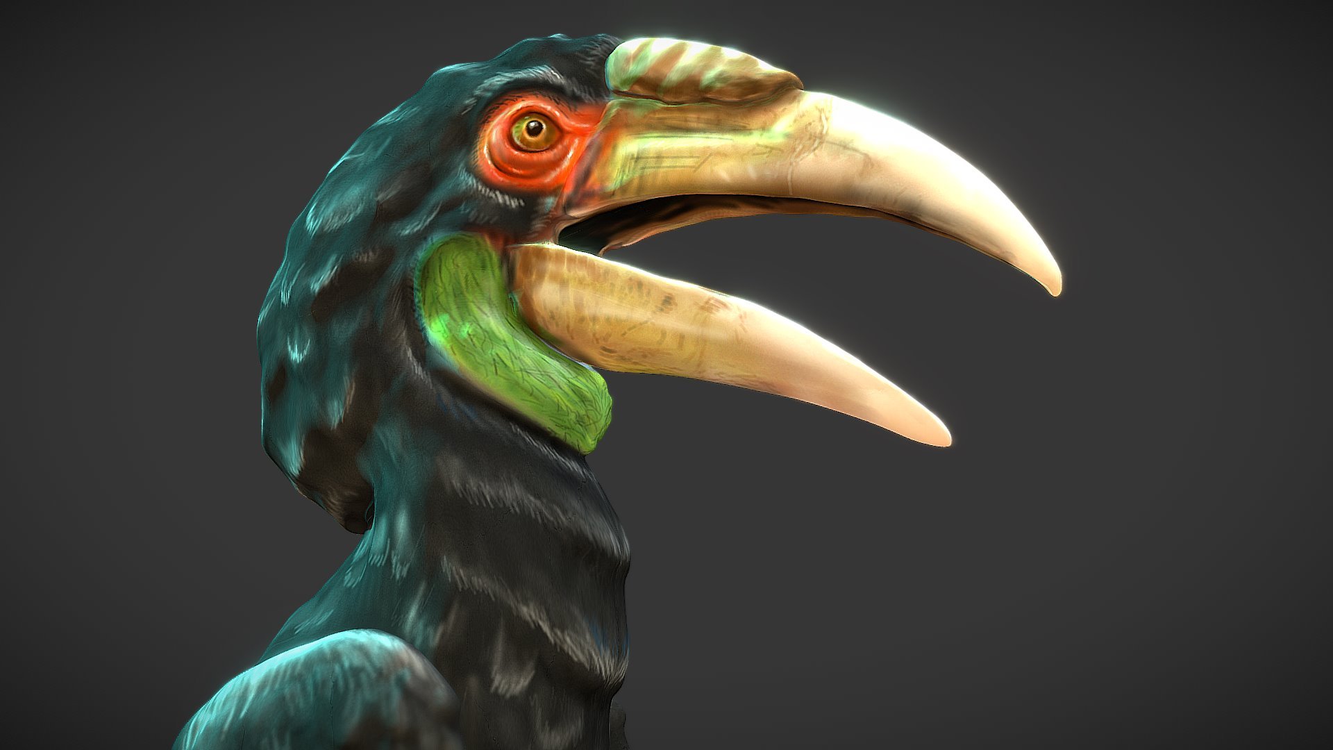 published from sculpt+, also fixed with new details,  hope you like! ;) - Hornbill - 3D model by Coolblu 3d model