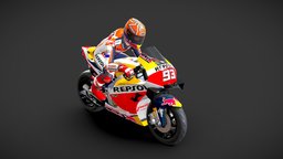 Marc Marquez on Honda HRC transportation, speed, motorcycle, realistic, real, motogp, racing, sport