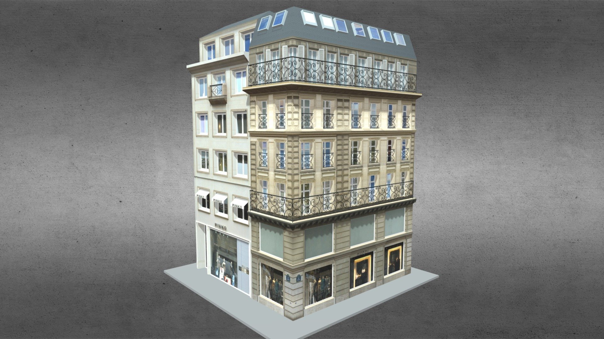 Typical Parisian Corner Building 03
Originally created with 3ds Max 2015 and rendered in V-Ray 3.0. Including Cinema 4D R13 Version

Total Poly Counts:
Poly Count = 43301
Vertex Count = 45442 - Typical Parisian Corner Building 03 - 3D model by nuralam018 3d model