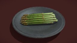 Asparagus_Plate_FBX food, medieval, dinner, dish, asparagus
