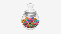 Candies in the jar food, jar, sugar, color, candy, snack, dessert, colorful, assorted, glass, 3d, pbr