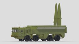9K720 Iskander short, missile, truck, system, range, russian, radar, launcher, rocket, cruise, ballistic, wheeled, ss-26, 9k720, iskander, weapon, 3d, vehicle, mobile, military, stone
