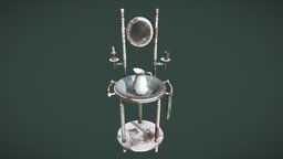 Old wash stand mirror, antique, pitcher, washstand, substancepainter, substance, antique-furnitu