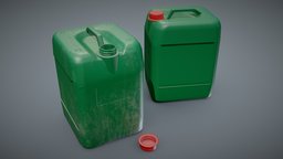 Canister 20L Green gas, oil, gasoline, prop, unreal, realtime, fuel, box, canister, ue4, unity5, lods, substancepainter, unity, unity3d, game, blender, car, bottle, container, industrial, hdrp, unityhdrp