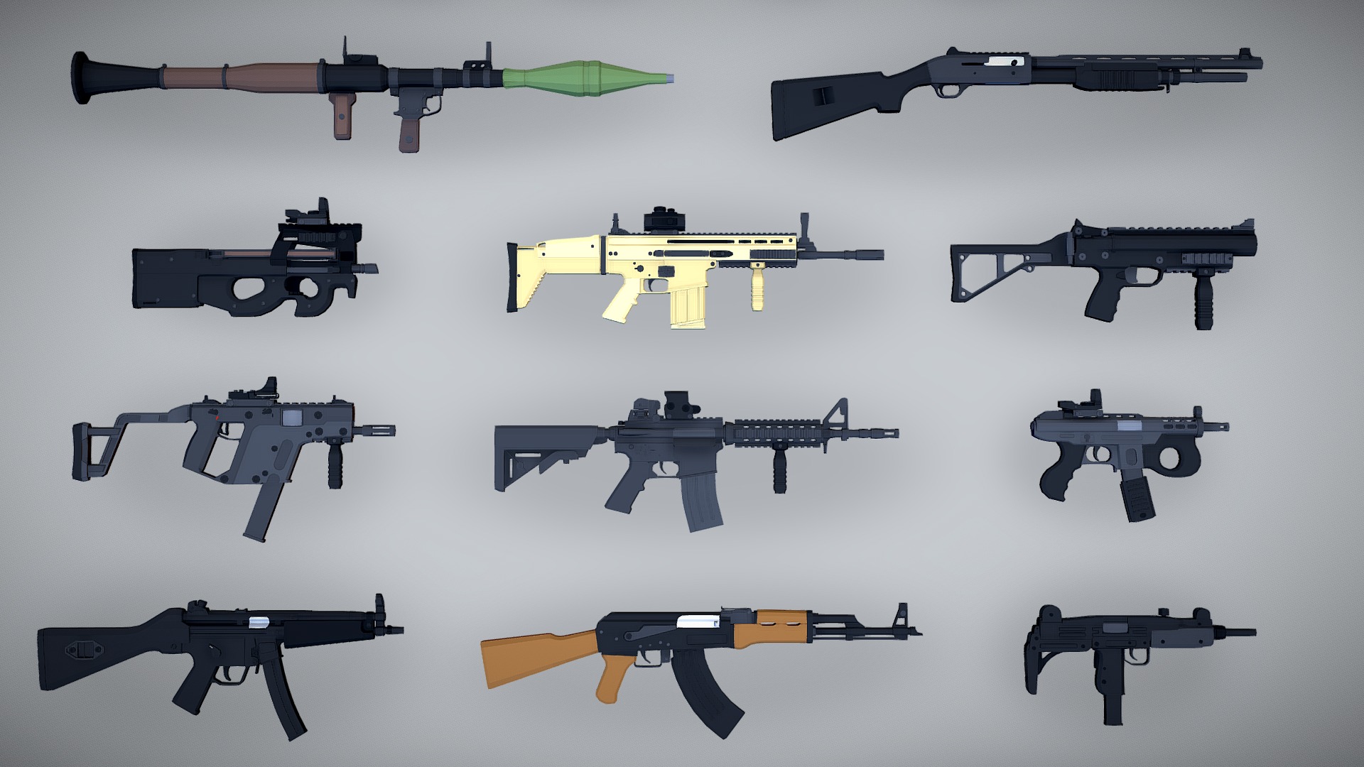 A bunch of low poly style weapon models i've been working on :) - Low Poly FPS Pack 3.0 Gun Models - 3D model by da_st 3d model