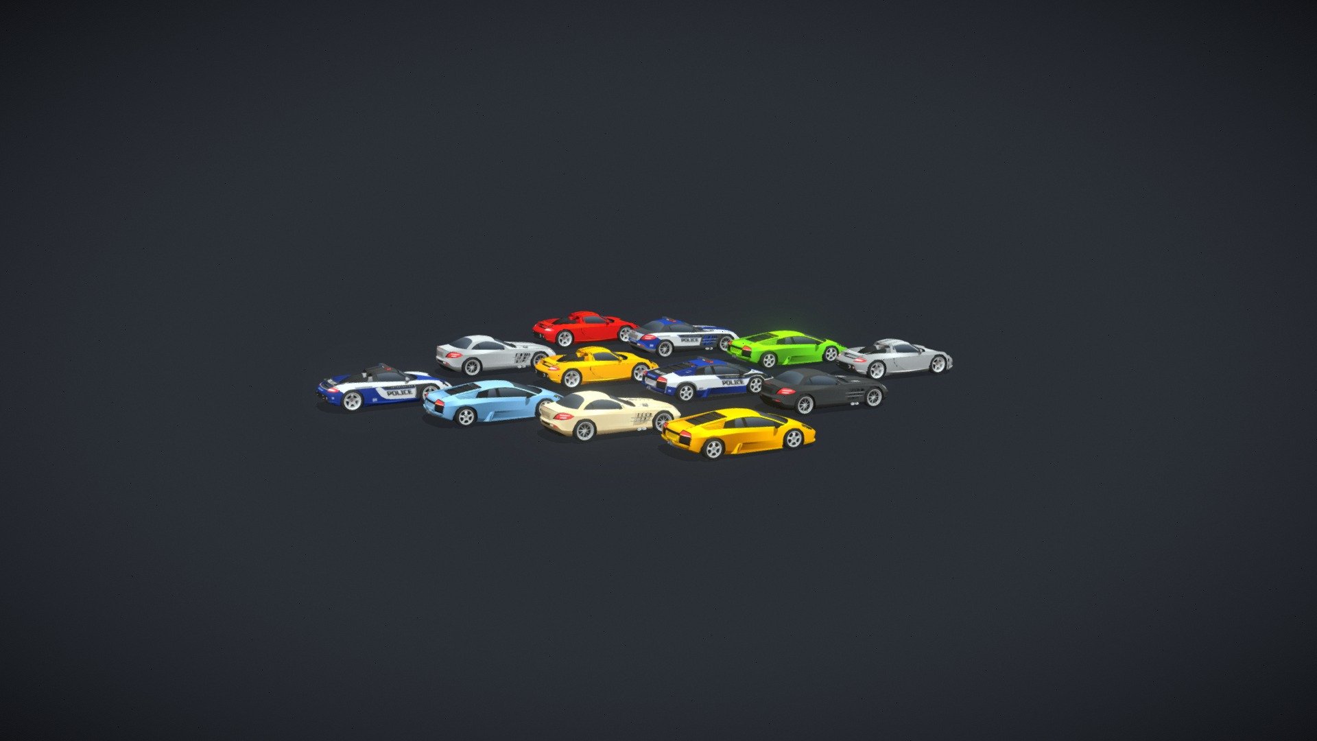 🌟 Low Poly Car Pack consisting of supercars that marked the end of the 20th century and the beginning of the 21st century.

It is made for Unity and can be purchased from the Unity Asset Store 3d model