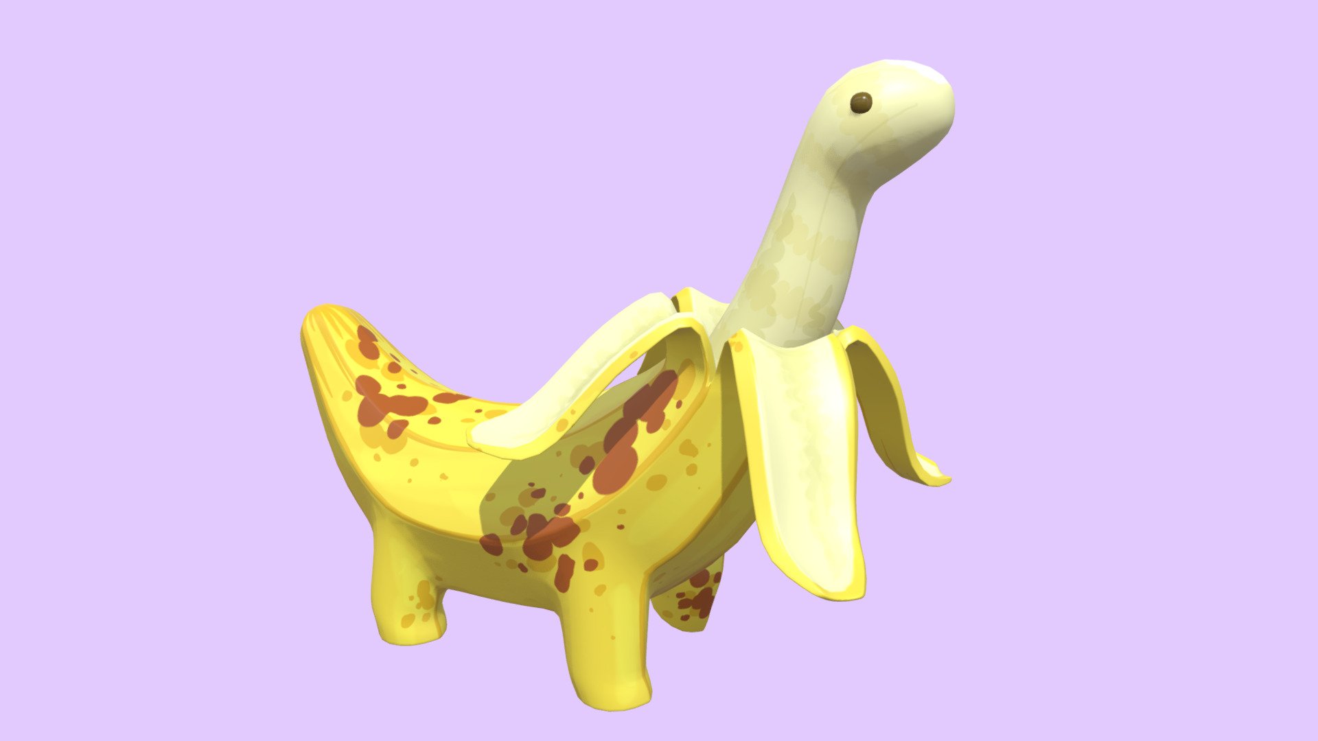 Original concept by the talented trisarahtops-sketches on tumblr. Her line of fruit dinosaurs is truly inspirational! So cute! 

Went simple shapes, and simple textures. A fun bananana-yellow-dinosaur.

Please check out the original artwork on her blog! - Bananasaurus - 3D model by Emily Funk (@efunk46) 3d model