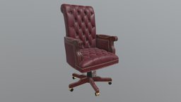 Office Chair office, red, leather, prop, substancepainter, substance, chair