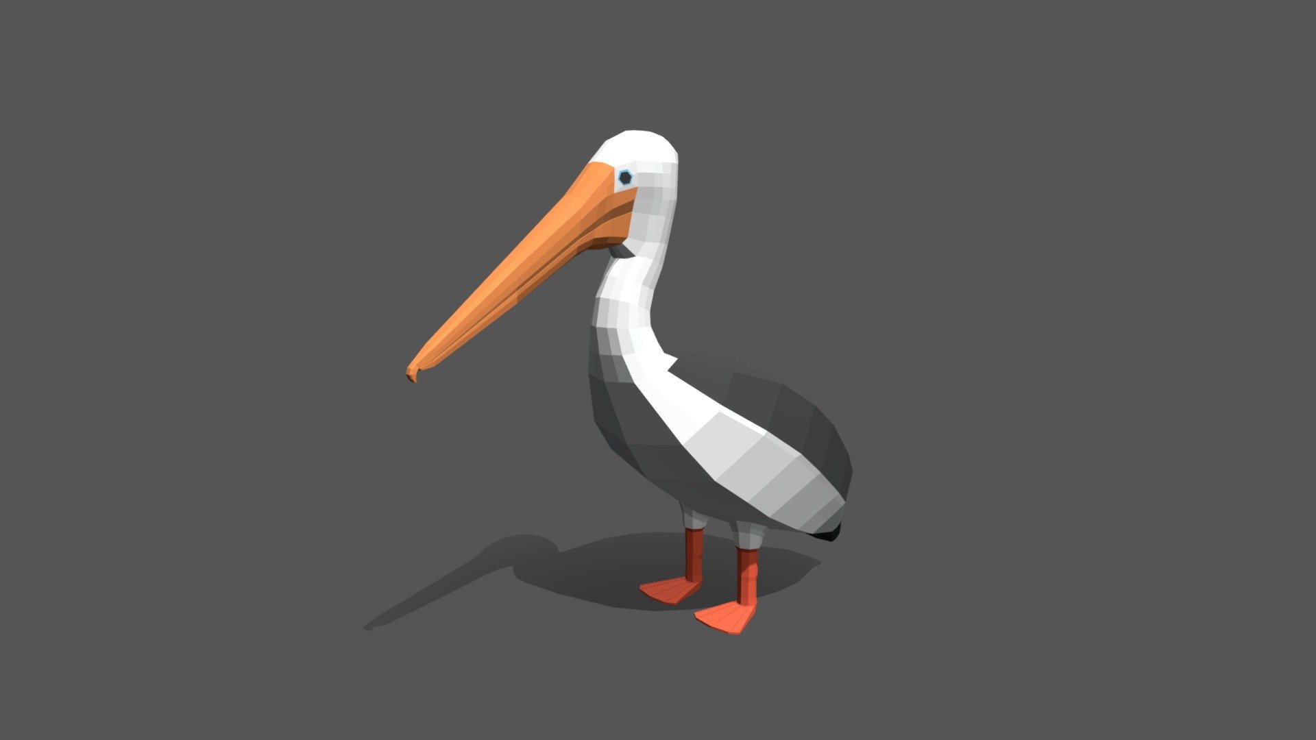 This is a low poly 3D model of a Pelican. The low poly Pelican was modeled and prepared for low-poly style renderings, background, general CG visualization presented as a mesh with quads only.

Verts : 994 Faces: 992

The 3D model have simple materials with diffuse colors.

No ring, maps and no UVW mapping is available.

The original file was created in blender. You will receive a 3DS, OBJ, FBX, blend, DAE, Stl.

All preview images were rendered with Blender Cycles. Product is ready to render out-of-the-box. Please note that the lights, cameras, and background is only included in the .blend file. The model is clean and alone in the other provided files, centred at origin and has real-world scale 3d model