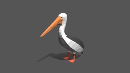 Low Poly Cartoon Pelican topology, bird, realistic, game-ready, pelican, game-asset, stylished, low-poly, cartoon, lowpoly