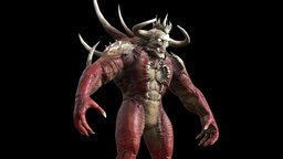DemonBoss6 armor, ancient, rpg, demon, fighter, unreal, mutant, claws, spawn, butcher, executioner, weapon, character, unity, game, pbr, low, poly, skull, animation, monster, rigged