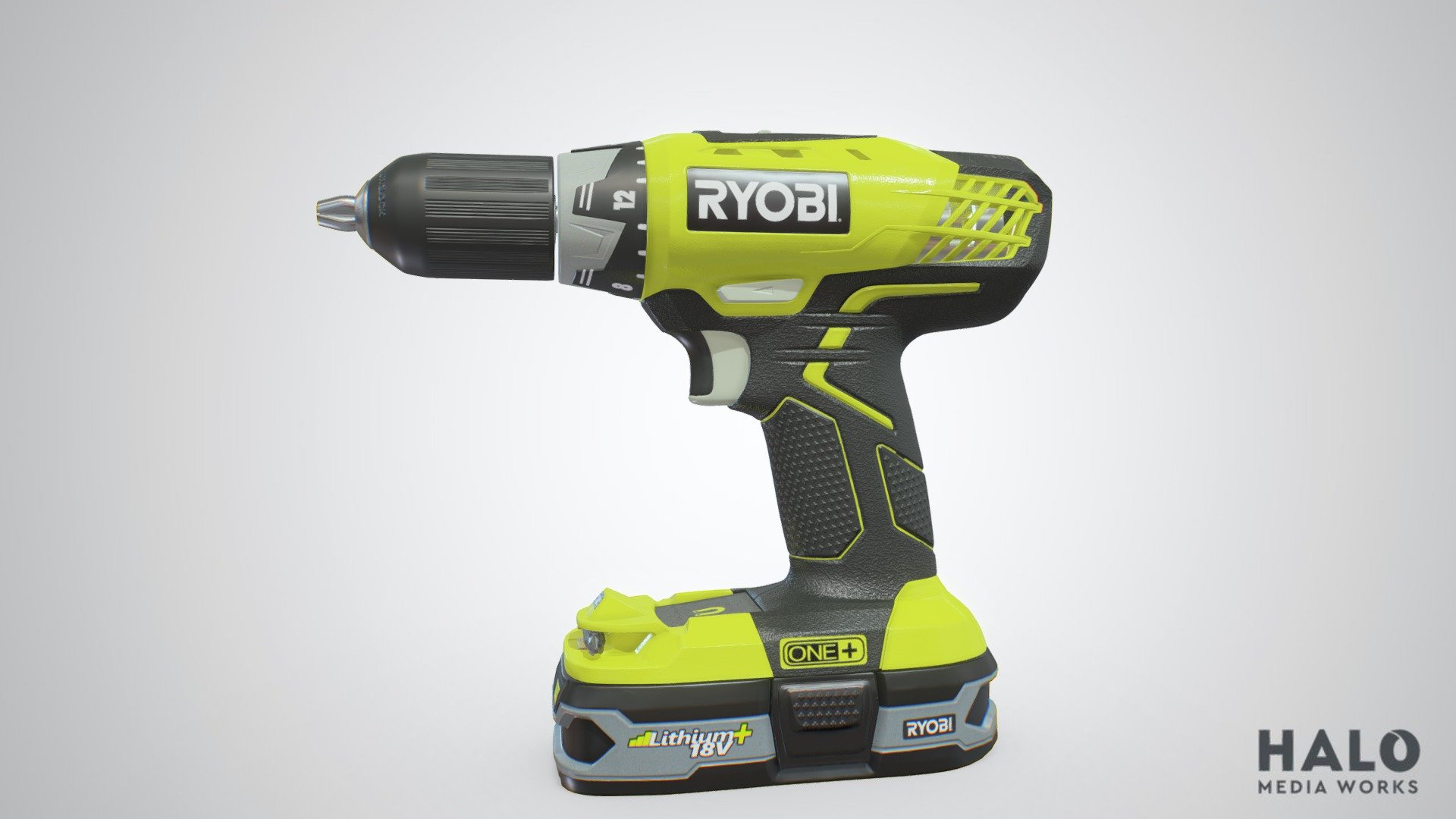 A 3d model of a Ryobi Drill. Modeled with the Maya and Zbrush with the texture paint done in Substance Painter 3d model