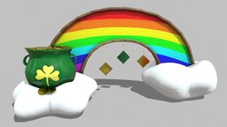Rainbow Toy green, board, clouds, rainbow, irish, lucky, joy, leprechaun, colorful, lowpoly, decoration, stpatty