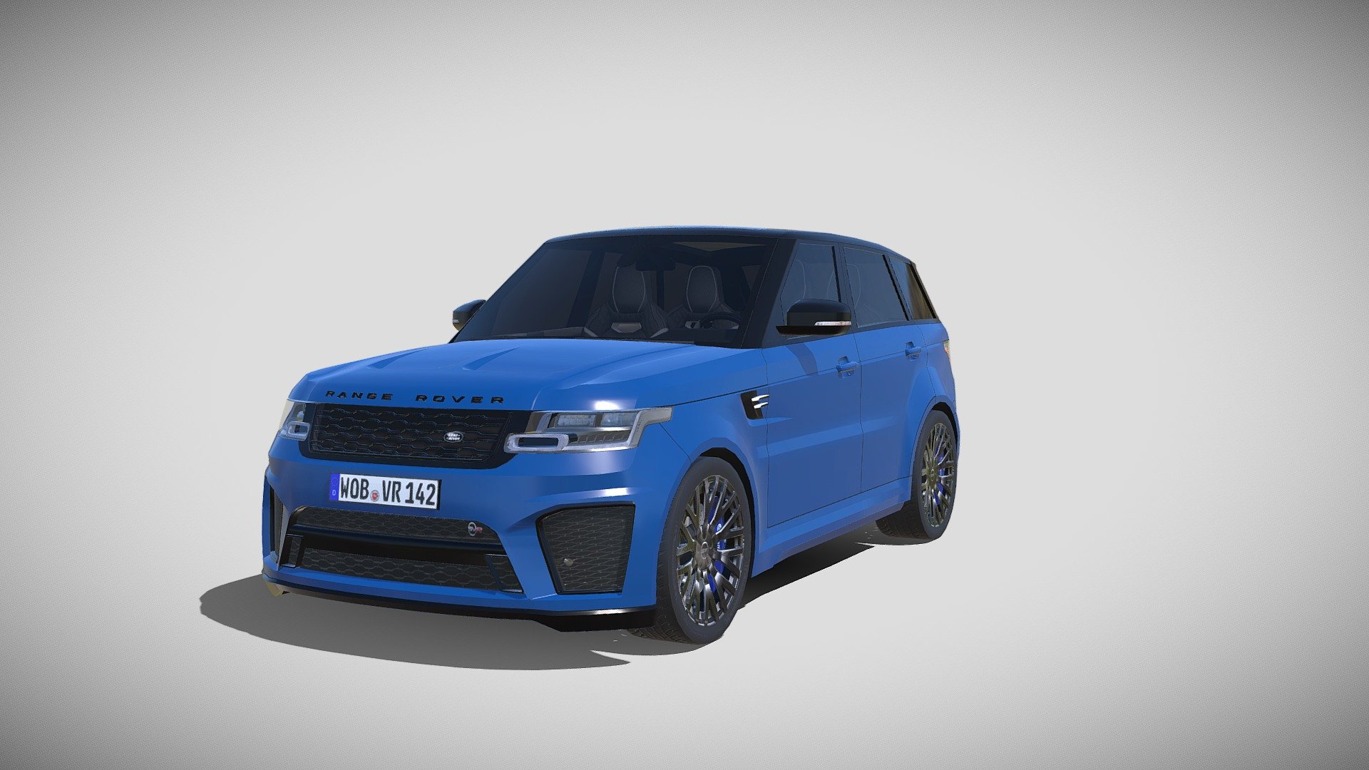 This is lowpoly model of Land Rover Range Rover Sport SVR 2018.
Even with a low number of polygons the level of detail remains high.
Blender 2.9 materials.
Photo textures.

You can easily change main color of the vehicle.

Model also includes lowpoly interior. Interior is only for better outside visual detail.


All parts have the correct name.
For body - SVR.Body
For wheel - SVR.Wheel.Ft.L
Ft.L means front left wheel.
For brake caliper - SVR.Brake.Ft.L

With naming like that it will be easier to rigge, animate the model.


Vertices: 19,183
Edges: 36,922
Faces: 17,768
Triangles: 34,641

If you want to buy this model or my other models, you can find them on other platforms where my name is: PieEntertainment.
Or just write here in the comments.

HDR not included 3d model