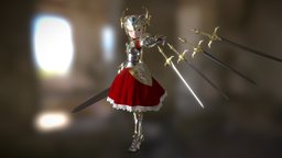 Dragon-Armed Knightess Megidna armor, princess, valkyrie, vrc, vrchat, anime-style, character, blender, female, sword, fantasy, knight