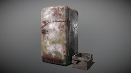 Old refrigerator of the USSR "ORSK" rust, mold, props, old, ussr, refrigerator, fridge, realism, low-poly, pbr, lowpoly, wood, dripstone, orsk