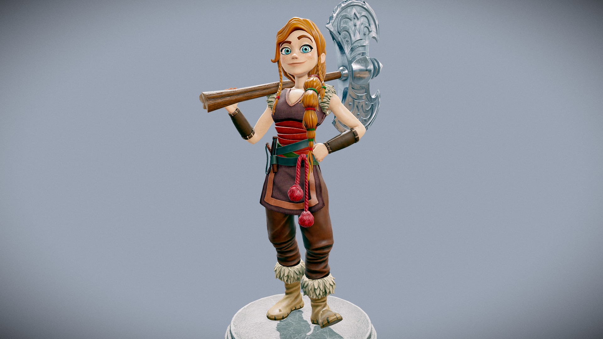 Here is my last personal project for videogame engine. I learned a lot with this lady and hope you like it! 
Based on Salena Barnes' concept - Viking Daughter - 3D model by MarcelPou 3d model