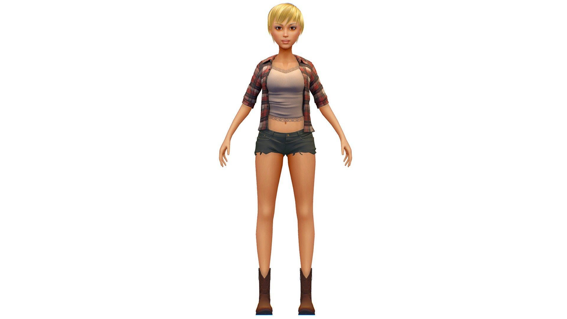 you can combine and match other combinations using the collection:

hair collection - https://skfb.ly/ovqTn

clotch collection - https://skfb.ly/ovqT7

lowpoly avatar collection - https://skfb.ly/ovqTu - Cartoon High Poly Subdivision Cowgirl Short - Buy Royalty Free 3D model by Oleg Shuldiakov (@olegshuldiakov) 3d model
