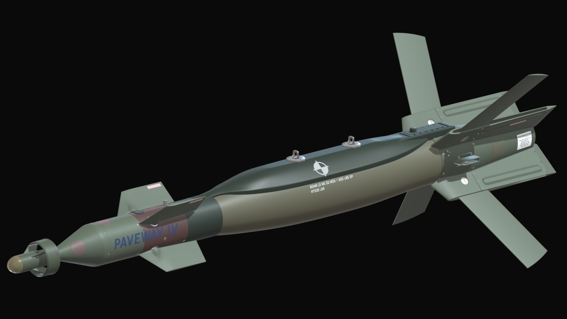 Paveway IV Laser-guided Bomb for RAF UK. Modelled by Ryrod88 3d model