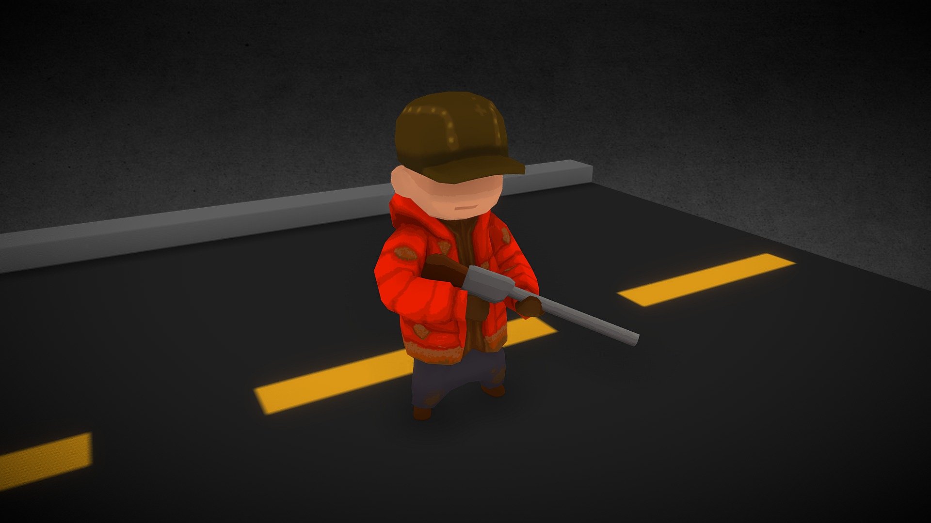 hand painted 3d lowpoly stylized character based on the pixel art of dead ahead zombie warfare , made with blender &amp; krita - Dead Ahead fan Art - Download Free 3D model by whalesstate 3d model