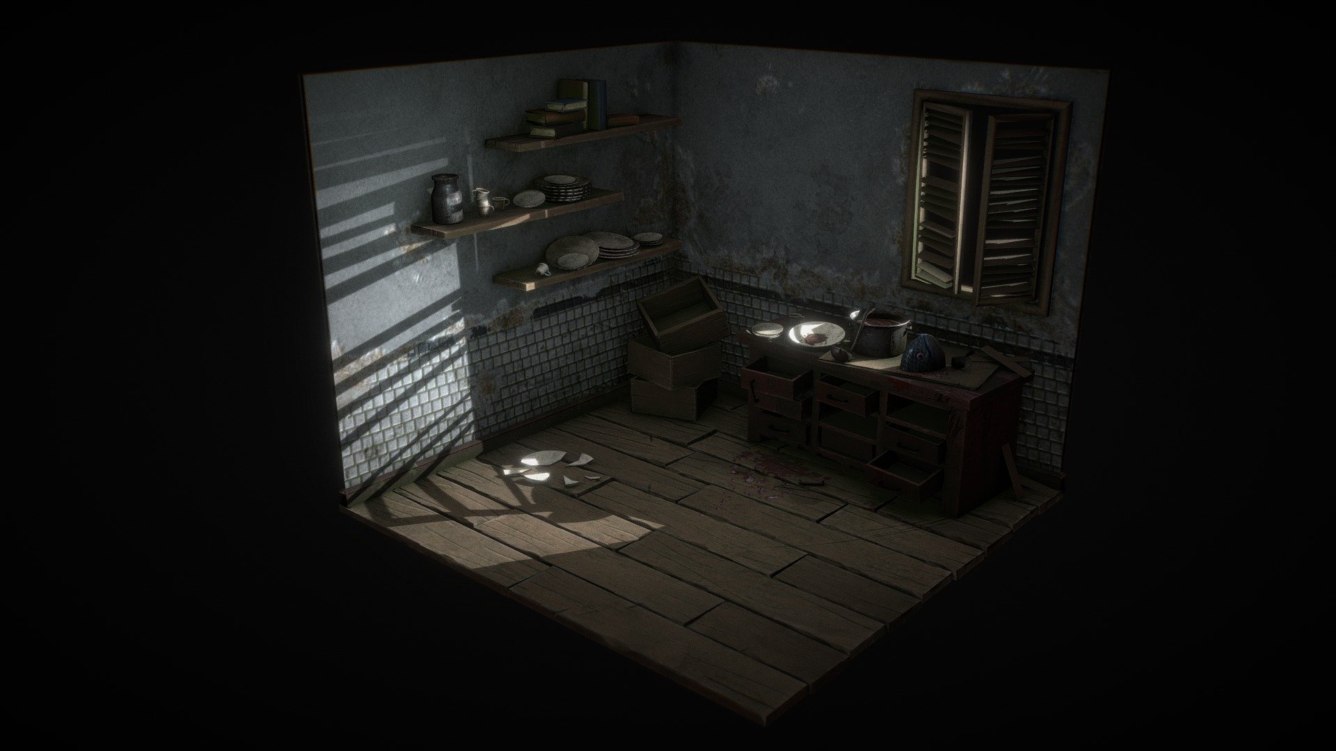A school project inspired by Little Nightmares - Creepy kitchen - 3D model by r4fa.art 3d model