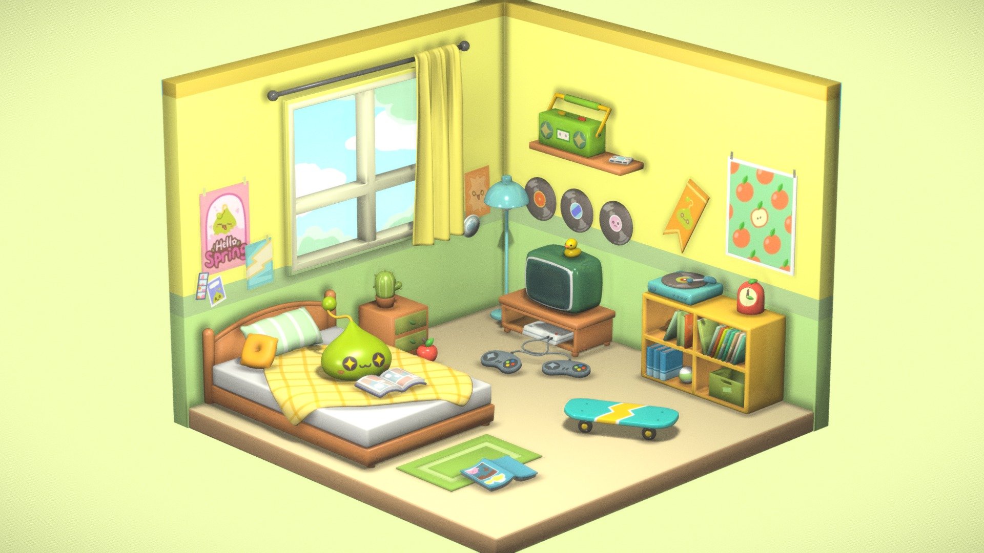 Slime's bedroom from game Maplestory.

Original art by @pink_pinkbean.

 - Slime's Bedroom - 3D model by passerby3d 3d model