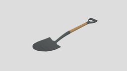 Low Poly Cartoon Shovel work, ground, equipment, flatshaded, handle, tool, shovel, lifting, digging, cartoon, lowpoly, low, poly, stylized, street, steel