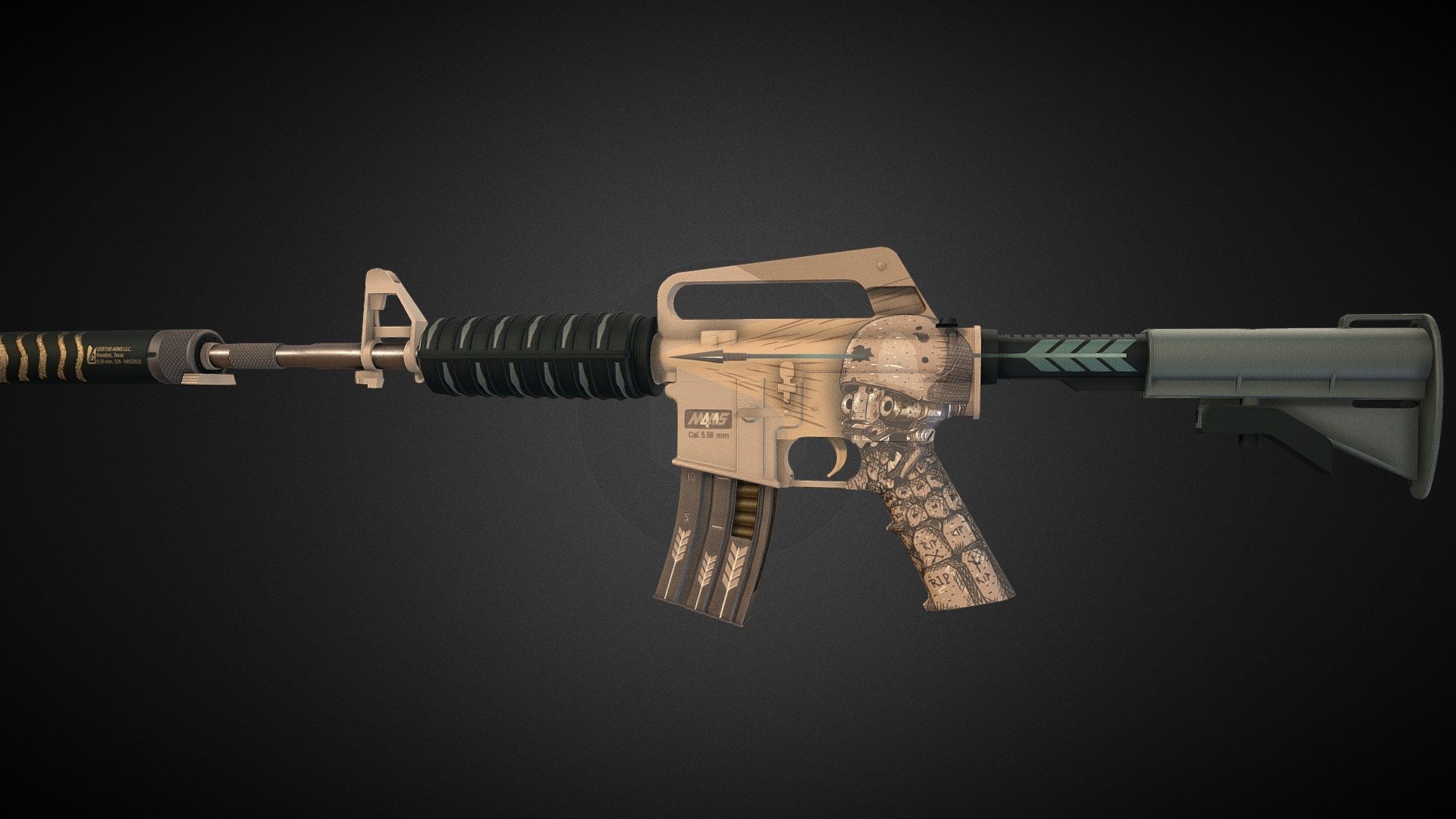M4A1-S CRUSH (Chinese) - M4A1-S CRUSH (Chinese) - 3D model by Government (@humbum) 3d model