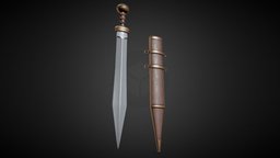 Gladius Sword melee, roman, substancepainter, substance, asset, game, sword, shield
