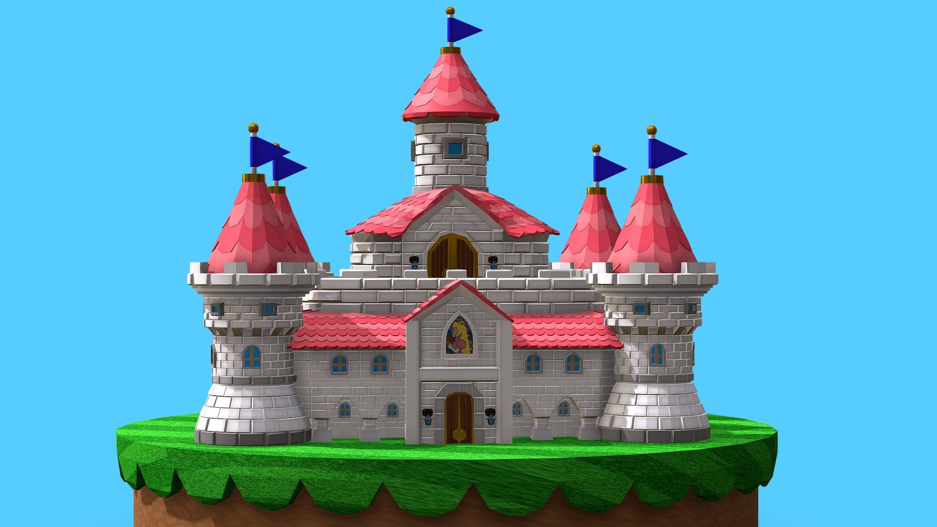 This Castle was designed based on Princess Peach's castle from Paper Mario and The Origami King.


 - Peach's Castle - Super Mario - Download Free 3D model by Luis13 (@luis230799) 3d model