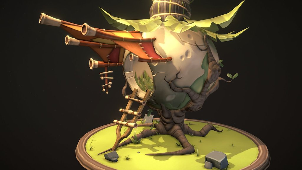 I made this prop to train my stylized skills. I'm trying to focus more on stylized game art and develop my own style and workflow. I put a lot of passion and work in this piece.
The original concept the model was based on is made by the talented artist Jourdan Tuffan: https://www.artstation.com/artwork/reBm6
 I took some screenshots in UE4 which you can view on my artstation:
https://www.artstation.com/artwork/6DJ4w
 - Stylized game prop | Put Put Onion Hut - 3D model by niels_breugelmans 3d model