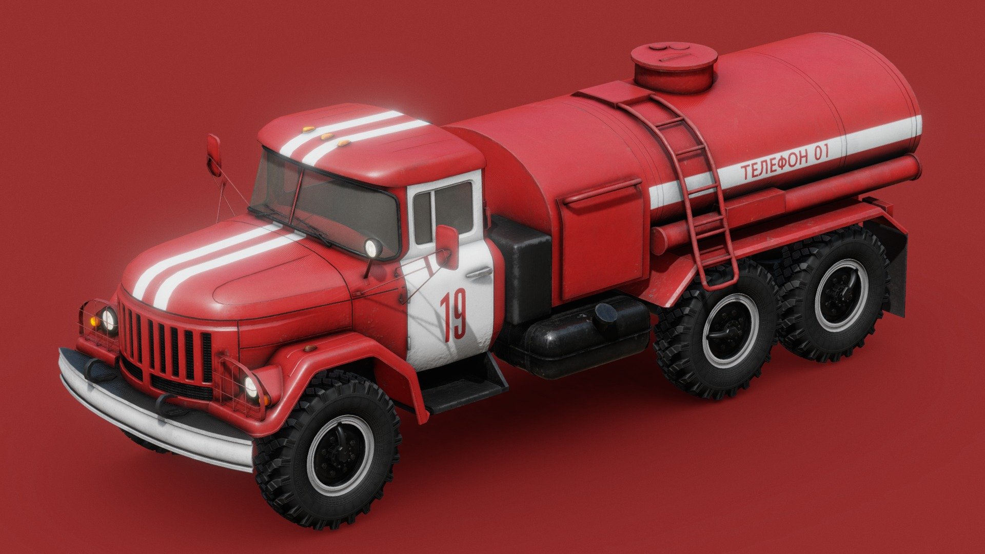 General purpose 3.5 tonne 6x6 army truck designed in the Soviet Union. Here, in Water Tanker Truck version.

Separate materials for: cabin, interior, glass, frame, wheel and tank.

Wheels are separate objects.

4k PBR textures for cabin, interior and tank. 2k for frame and wheel. 1k for the glass.

Textures for glass and command module with alpha transparency 3d model