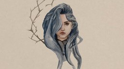 Water Color portrait, watercolor, girl, blender
