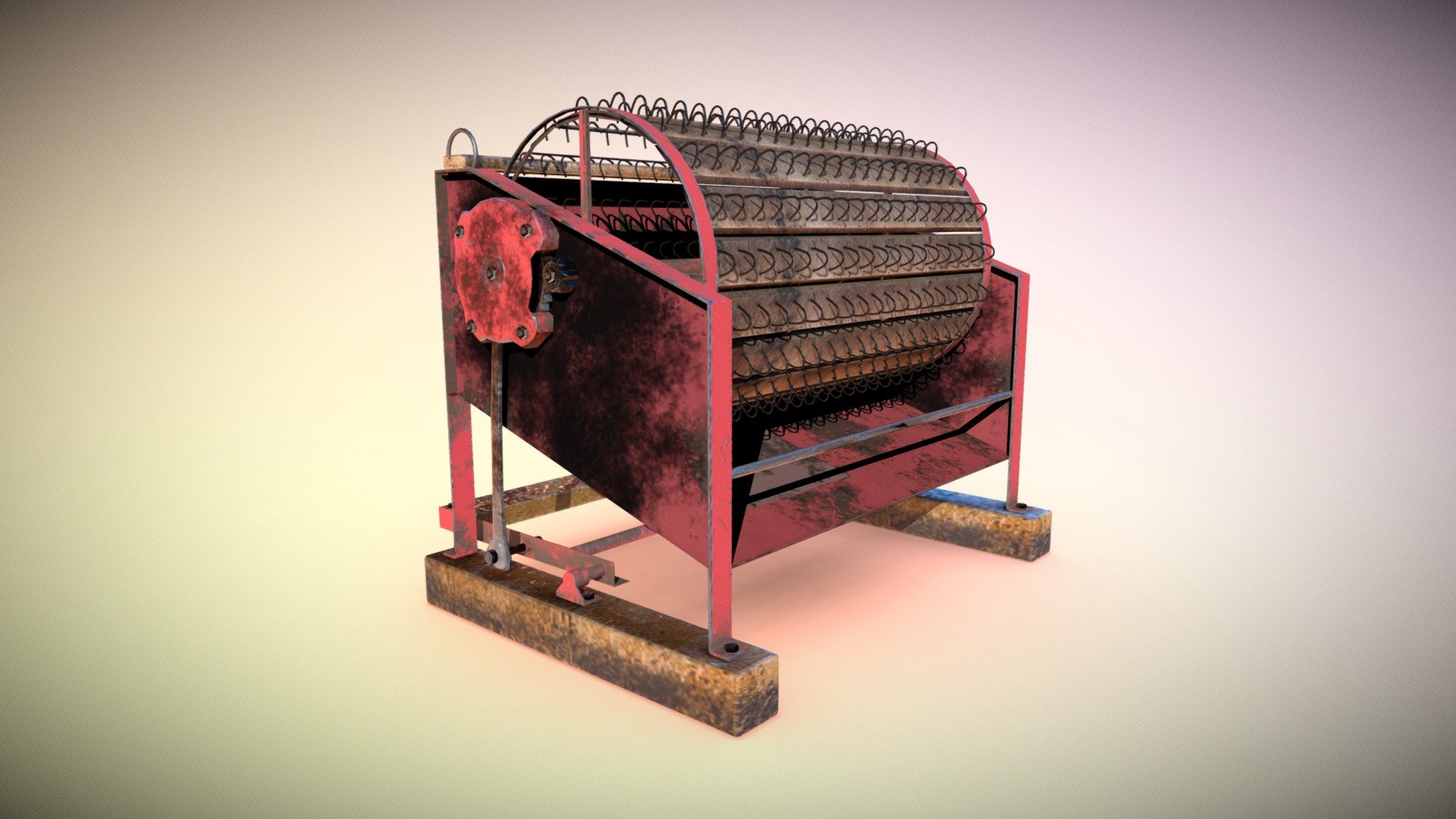 Its a simple Paddy Thresher Machine in Rural area of Bangladesh. The farmer process the pady initially by using these machine , 
* Its paddle is press through leg pressure &amp; the wheel mechanically move to forward.


Its a fan project of the Heritage of my country . 
As 3d Model Artist I implement my knowledge &amp; labour to make this . Any criqituqes is highly appreciated . 

*modeled in Maya, Textured in Substance Painter.

Any 3d game ready model needed you are welcome to knock me.

https://www.fiverr.com/share/ldjpg2 - Paddy Thresher Machine in Bangladesh - 3D model by sharifakram 3d model