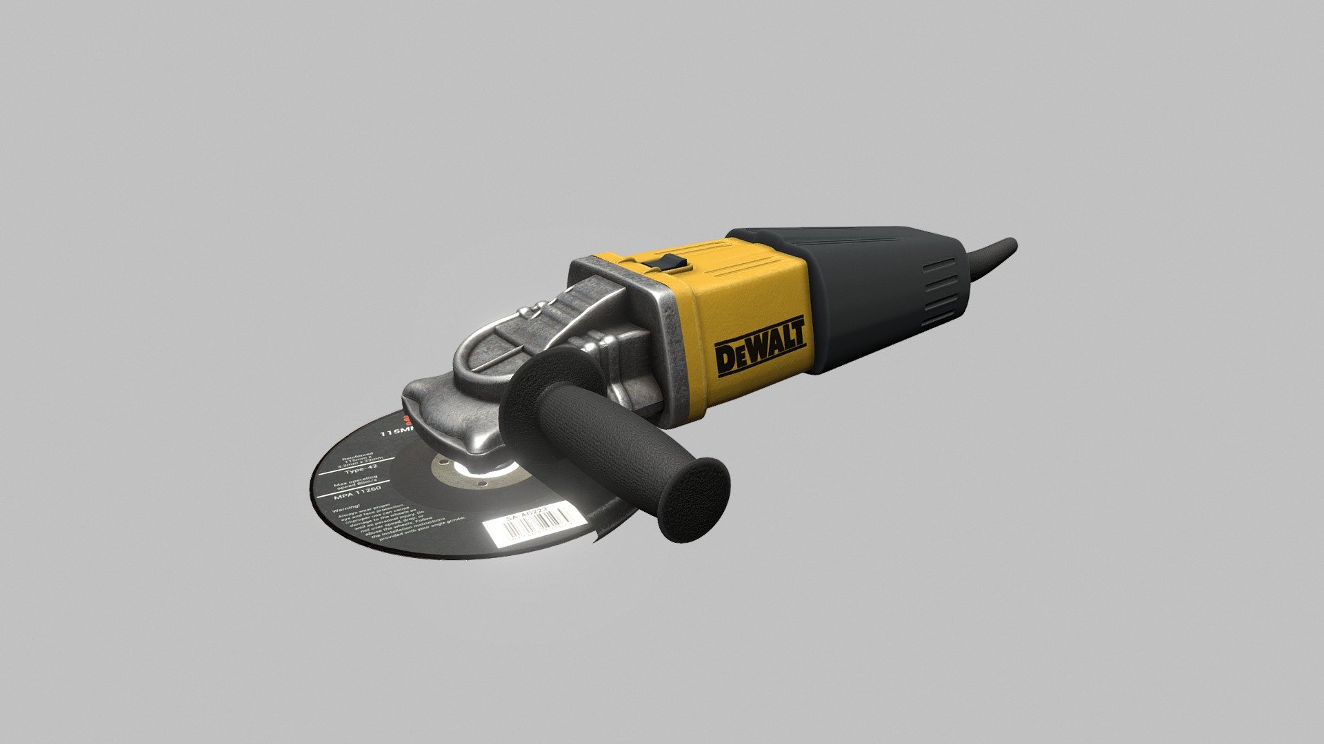 Since I found a good cordless drill for free here on sketchfab , I decided to return the favour and put a grinder up for free. Unlike the drill ( and many other cordless power tools found online that seem to part of some educational output ) this model is not exact to any real world object , I just slapped the dewalt logo on it. Im using this in a project and it meets my needs so I hope it is perhaps helpful to others , because .. hey, it is free;) - Grinder - not exact to any model - Download Free 3D model by shaderbytes 3d model