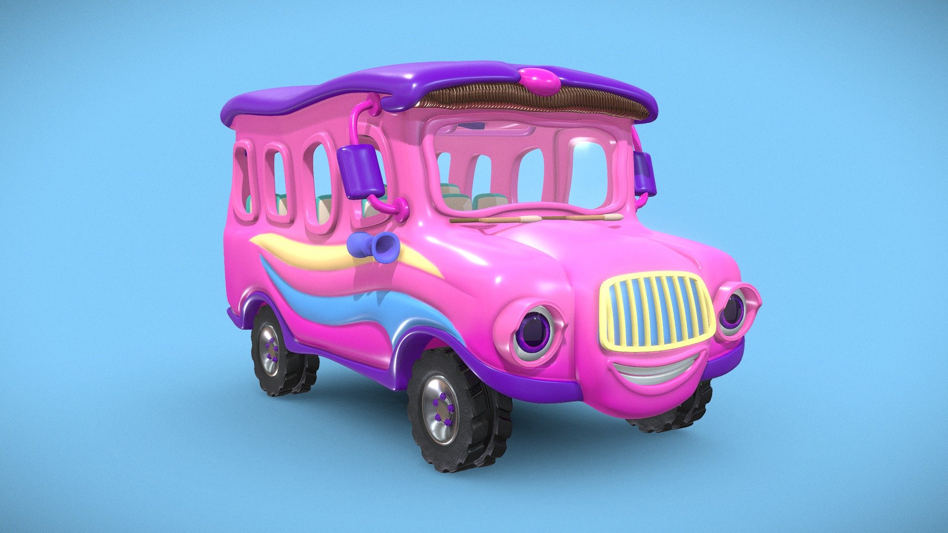Cute cartoon bus for movies - cartoon bus - 3D model by Harshit Prajapati (@harshit77) 3d model