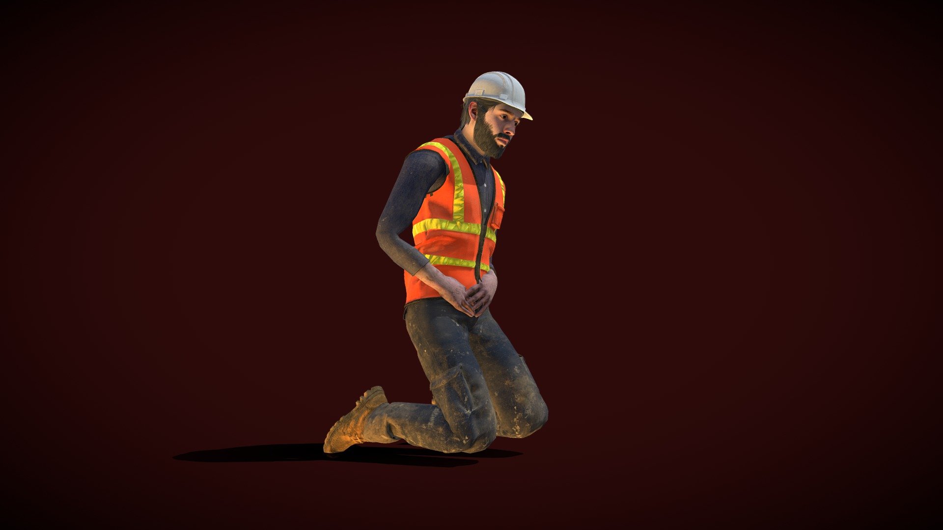 An Animation of a Construction Worker character kicked in the groin and falling to the ground.

See this 3D model in action, and more models like it, in this collection of free augmented reality apps:

https://morpheusar.com/ - Animated Kicked Groin Construction Worker - 3D model by LasquetiSpice 3d model