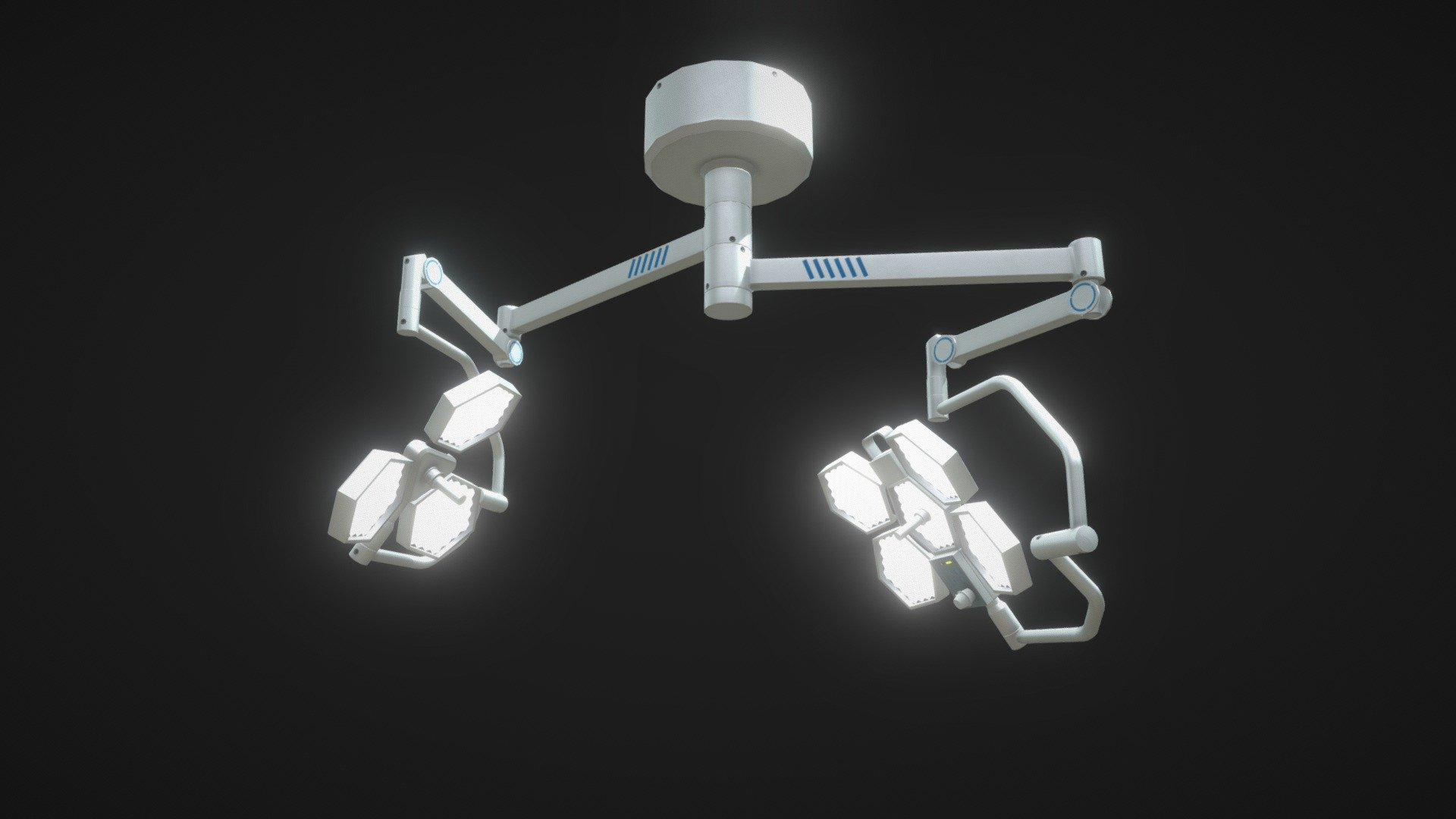 Low poly 3d model of Surgical lamp with Additiona textures for Unity MetalicSmoothnes Shader 3d model