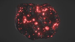 Meteorite prop, holes, hot, detailed, burning, lava, magma, realistic, slug, glow, meteorite, volcanic, emission, photogrammetry, scan, stone, rock, material