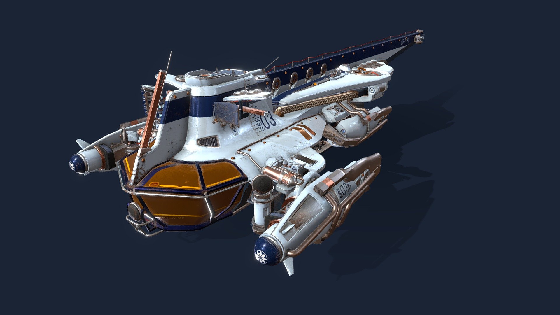 ThreePointHeavyIndustries (TPHI) Sentry Ship Reg:# 149387 Number 03

Sentry ship for underwater and space action.

My first big project with substance painter! - Sentry Ship - 3D model by MandesDesign 3d model