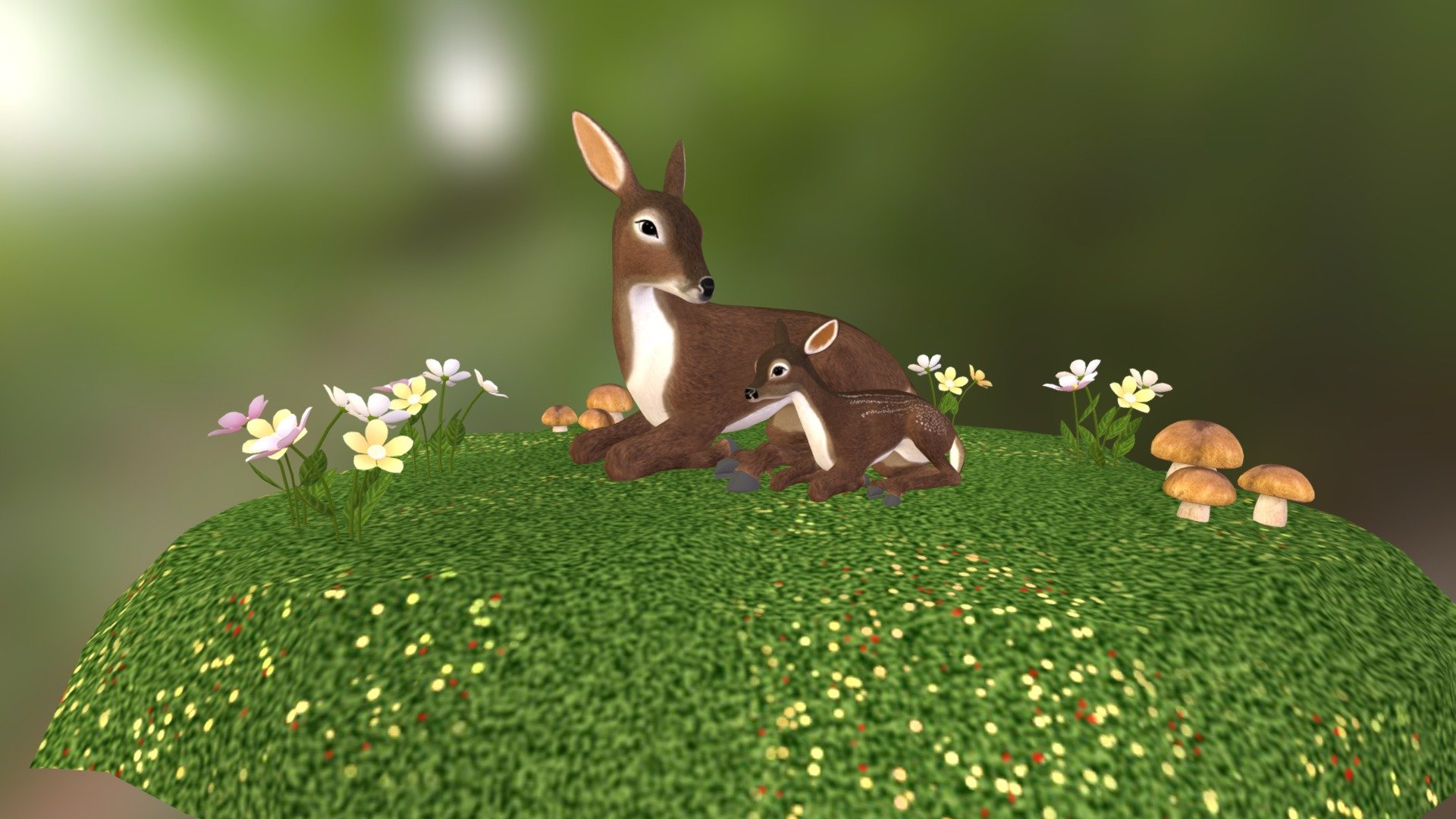 deer and fawn - Deer and Fawn - 3D model by Bridget (@bridgetlykin) 3d model